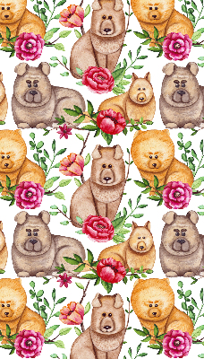 Modern roller blind Dogs among the flowers