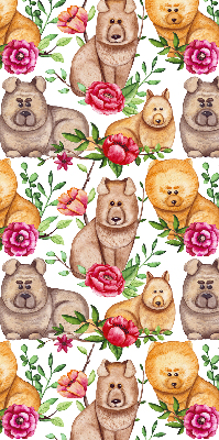 Modern roller blind Dogs among the flowers