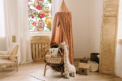 Modern roller blind Dogs among the flowers
