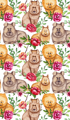 Modern roller blind Dogs among the flowers