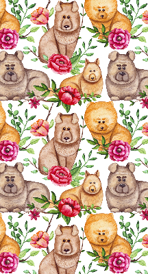Modern roller blind Dogs among the flowers