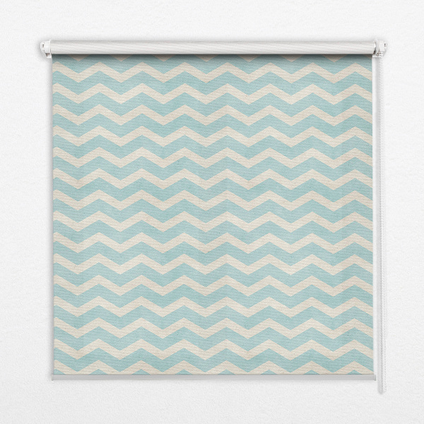 Roller blind for large window Blue zigzags