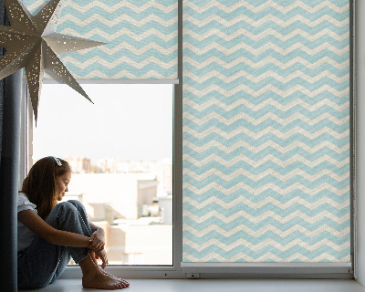 Roller blind for large window Blue zigzags