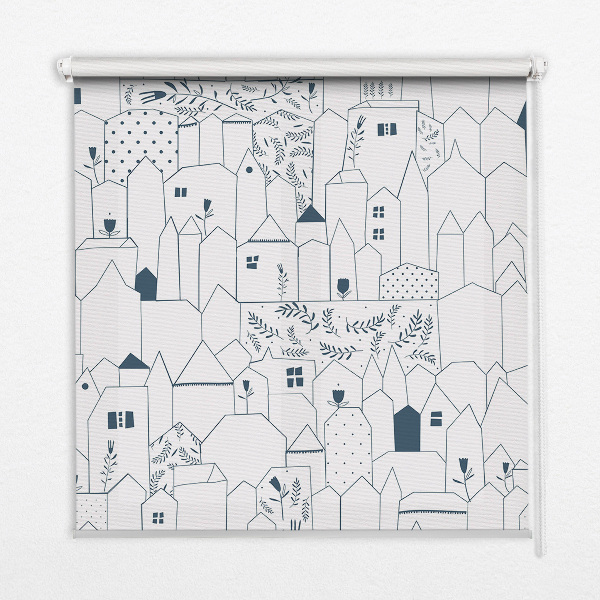 Fabric roller blind Drawn houses
