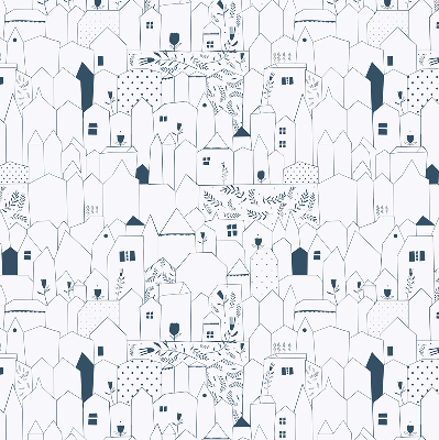 Fabric roller blind Drawn houses