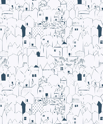 Fabric roller blind Drawn houses