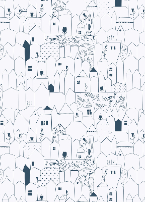 Fabric roller blind Drawn houses