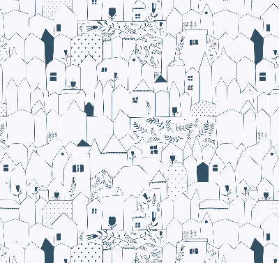 Fabric roller blind Drawn houses