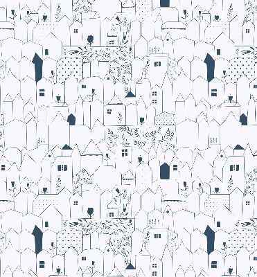 Fabric roller blind Drawn houses