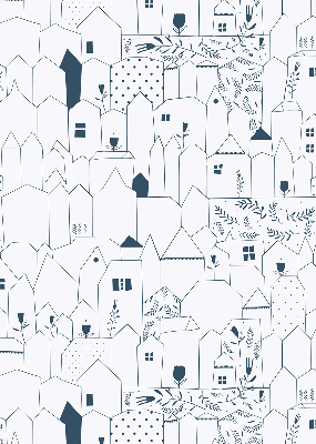 Fabric roller blind Drawn houses