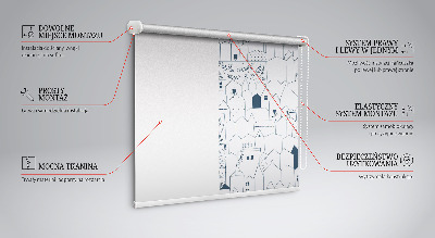 Fabric roller blind Drawn houses