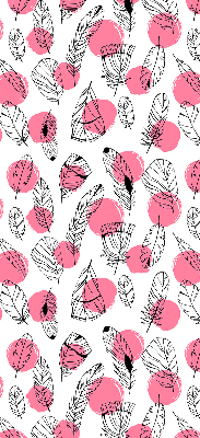 Fabric roller blind Feathers and pink dots
