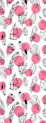 Fabric roller blind Feathers and pink dots