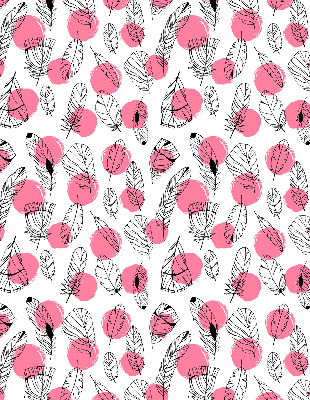 Fabric roller blind Feathers and pink dots