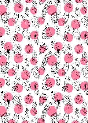 Fabric roller blind Feathers and pink dots
