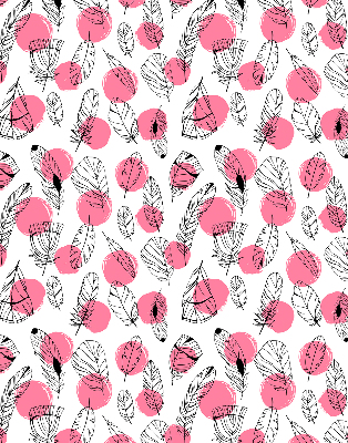 Fabric roller blind Feathers and pink dots