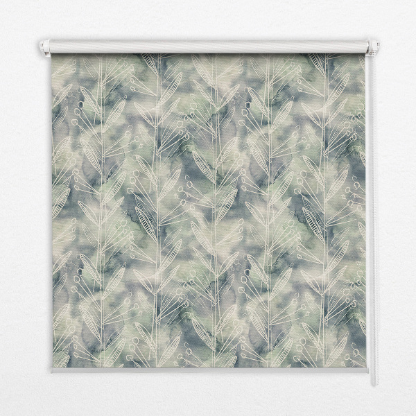 Roller blind for large window Sketch of a plant on a colored background