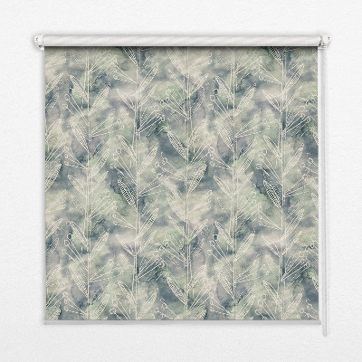 Roller blind for large window Sketch of a plant on a colored background