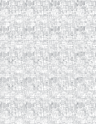 Fabric roller blind Sketch of the city