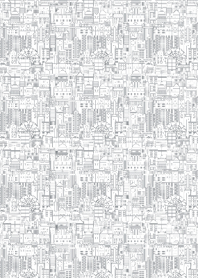 Fabric roller blind Sketch of the city
