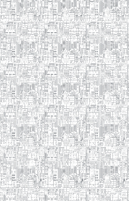 Fabric roller blind Sketch of the city