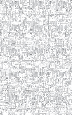 Fabric roller blind Sketch of the city