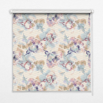 Modern roller blind Colorful painted flowers