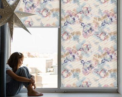 Modern roller blind Colorful painted flowers