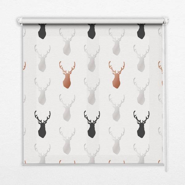 Fabric roller blind Drawn deer heads