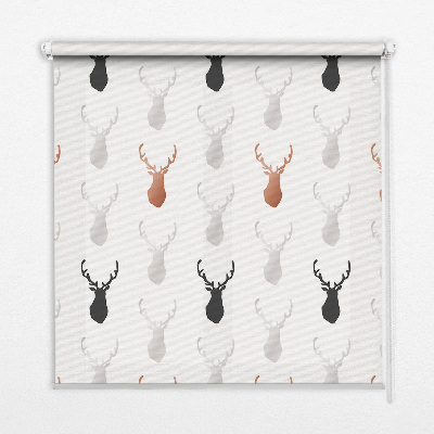 Fabric roller blind Drawn deer heads
