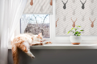 Fabric roller blind Drawn deer heads