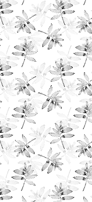 Roller blind for large window Gray sketched leaves
