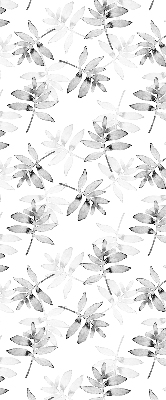 Roller blind for large window Gray sketched leaves