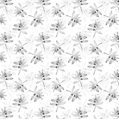 Roller blind for large window Gray sketched leaves