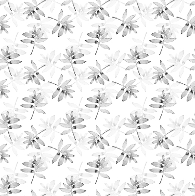Roller blind for large window Gray sketched leaves