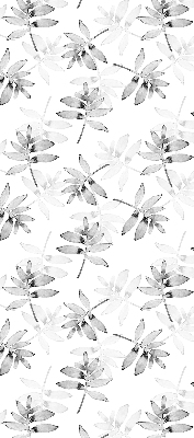 Roller blind for large window Gray sketched leaves