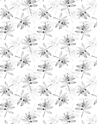Roller blind for large window Gray sketched leaves