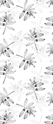 Roller blind for large window Gray sketched leaves