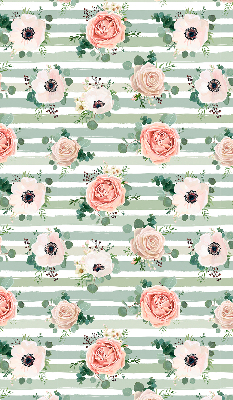 Modern roller blind Roses on green horizontal stripes