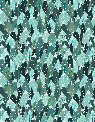 Roller blind for large window Forest and falling snow