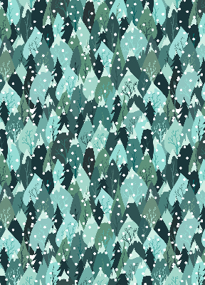Roller blind for large window Forest and falling snow