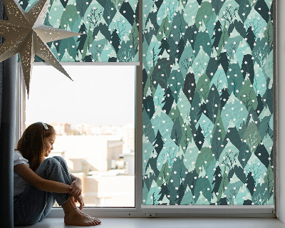 Roller blind for large window Forest and falling snow