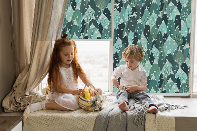 Roller blind for large window Forest and falling snow