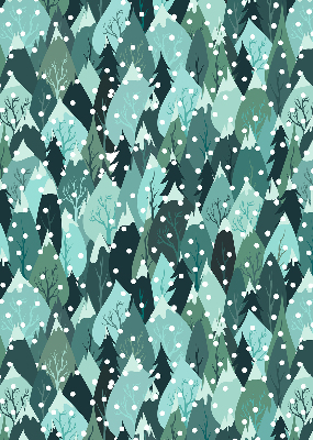 Roller blind for large window Forest and falling snow