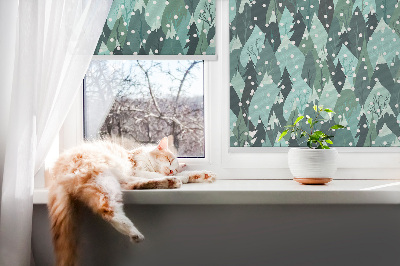 Roller blind for large window Forest and falling snow