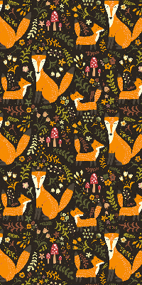 Fabric roller blind Foxes and plants