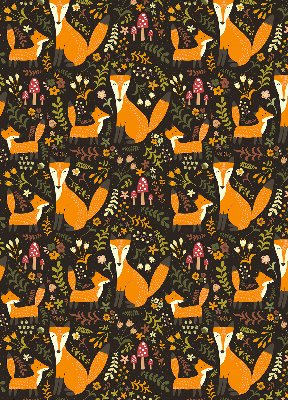 Fabric roller blind Foxes and plants