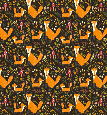 Fabric roller blind Foxes and plants
