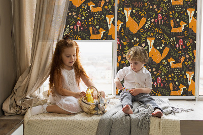Fabric roller blind Foxes and plants