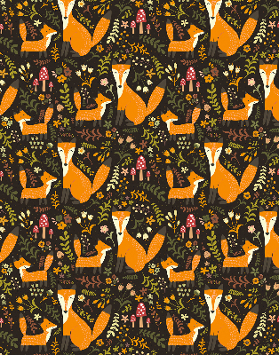 Fabric roller blind Foxes and plants